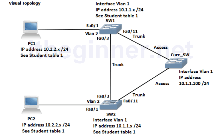 Lab 1-1: VLANs and Trunks Connections