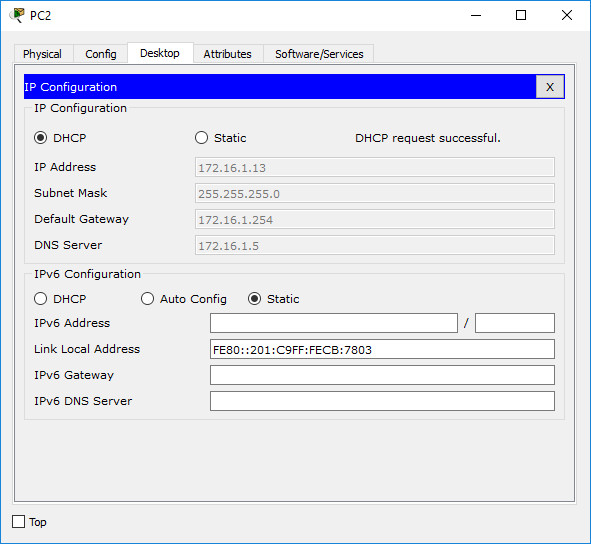 Configure DHCP on PC2
