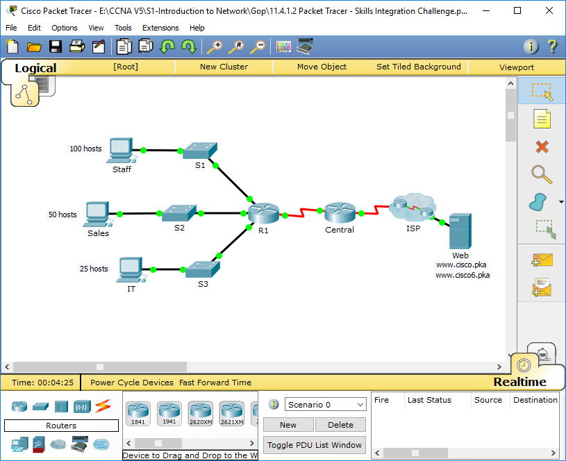 11.4.1.2 Packet Tracer - Skills Integration Challenge Instructions Answers